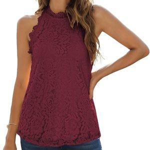 Womens Summer Lace Tank Tops Halter Neck - M - NWT